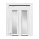 4 panel Diamond bevel Frosted Glazed White uPVC RH External Front Door set, (H)2055mm (W)920mm