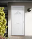 B&Q Carolina Frosted Glazed White uPVC LH External Front Door set, (H)2055mm (W)920mm