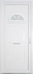 B&Q Carolina Frosted Glazed White uPVC LH External Front Door set, (H)2055mm (W)920mm
