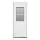 Glazed Flocked White Metal RH External Front door, (H)2074mm (W)856mm