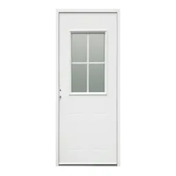 Glazed Flocked White Metal RH External Front door, (H)2074mm (W)856mm