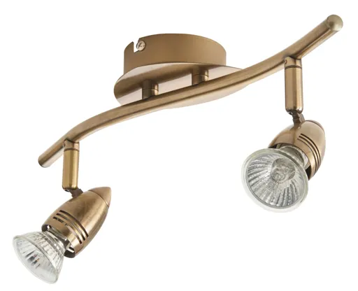 Aspis Antique brass effect Mains-powered 2 lamp Spotlight