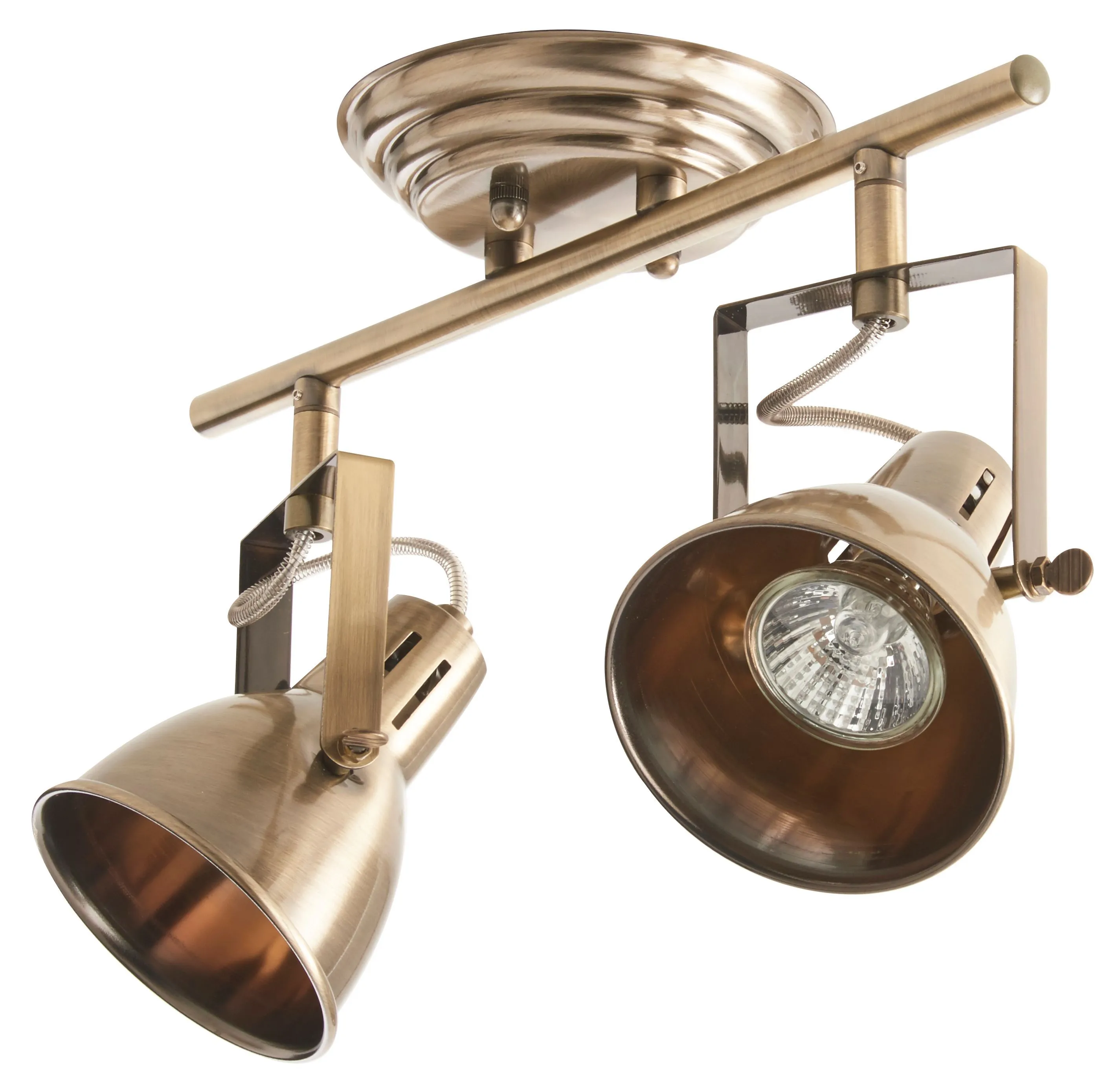 Asterion Antique brass effect Mains-powered 2 lamp Spotlight