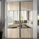 Valla Natural oak effect Mirrored Sliding Wardrobe Door (H)2260mm (W)772mm