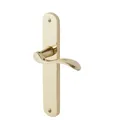 Colours Chelm Brushed Brass Scroll Latch Door handle (L)120mm, Pair