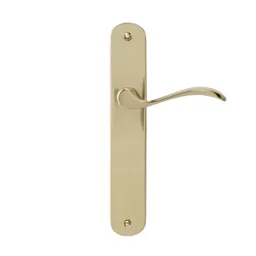 Colours Chelm Brushed Brass Scroll Latch Door handle (L)120mm, Pair