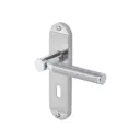 Colours Brigg Satin Nickel effect Aluminium & steel Straight Lock Door handle (L)132.8mm, Pair