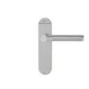 Colours Brigg Satin Nickel effect Aluminium & steel Straight Latch Door handle (L)132.8mm, Pair