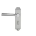 Colours Brigg Satin Nickel effect Aluminium & steel Straight Bathroom Door handle (L)132.8mm, Pair