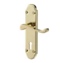 Colours Beja Polished Brass effect Steel Scroll Lock Door handle (L)96mm, Pair