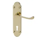 Colours Beja Polished Brass effect Steel Scroll Lock Door handle (L)96mm, Pair