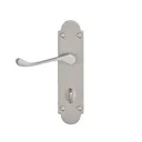 Colours Beja Satin Nickel effect Steel Scroll Bathroom Door handle (L)96mm, Pair