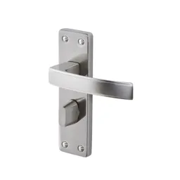 Colours Beauce Satin Nickel effect Aluminium & steel Straight Bathroom Door handle (L)115mm, Pair