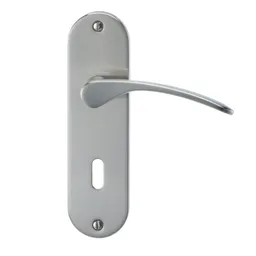 Colours Beare Satin Nickel effect Aluminium & steel Curved Lock Door handle (L)110mm, Pair