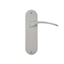 Colours Beare Satin Nickel effect Aluminium & steel Curved Latch Door handle (L)110mm, Pair