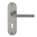 Colours Ayen Satin Nickel effect Steel Straight Lock Door handle (L)120mm, Pair