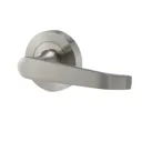 Colours Satin Nickel effect Steel Straight Latch Push-on rose Door handle (L)101mm, Pair