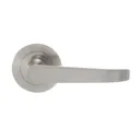 Colours Satin Nickel effect Steel Straight Latch Push-on rose Door handle (L)101mm, Pair