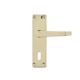 Colours Arsk Polished Brass effect Steel Straight Lock Door handle (L)101mm, Pair