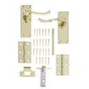 Toen Polished Brass effect Aluminium Scroll Latch Door handle (L)99mm, Pair