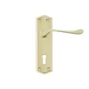 Colours Sheya Polished Brass effect Aluminium Scroll Lock Door handle (L)111mm, Pair