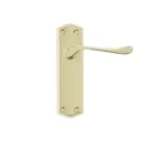 Colours Sheya Polished Brass effect Aluminium Scroll Latch Door handle (L)111mm, Pair