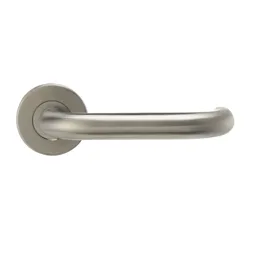 Colours Quéant Brushed Nickel effect Stainless steel Straight Latch Push-on rose Door handle (L)140mm, Pair