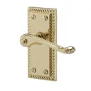 Colours Louga Polished Brass effect Zamac Scroll Latch Door handle (L)92mm, Pack of 3