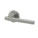 Colours Lantic Matt Stainless steel Straight Latch Push-on rose Door handle, Pair