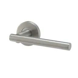 Colours Lantic Matt Stainless steel Straight Latch Push-on rose Door handle, Pair