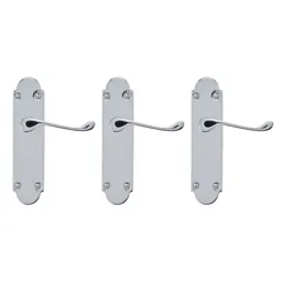 Colours Beja Polished Chrome effect Steel Scroll Latch Door handle (L)96mm, Pack of 3