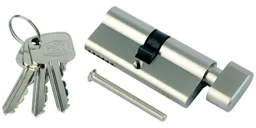 Smith & Locke Nickel effect Brass Single Euro Thumbturn Cylinder lock, (L)80mm (W)33mm