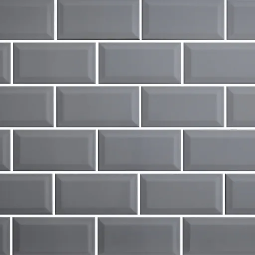 Trentie Grey Gloss Metro Ceramic Wall Tile, Pack of 40, (L)200mm (W)100mm
