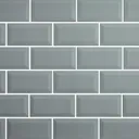 Trentie Green Gloss Metro Ceramic Wall Tile, Pack of 40, (L)200mm (W)100mm