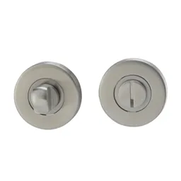 Colours Lagow Satin Stainless steel Bathroom Turn & release lock (Dia)53mm, Pair