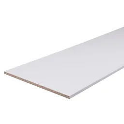 White Square edge Chipboard Furniture board, (L)2.5m (W)150mm (T)16mm