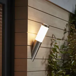 Blooma Hollis Brushed Silver effect Mains-powered Halogen Outdoor Tube Wall light