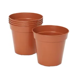 Lei Terracotta Plastic Round Grow pot (Dia)13cm, Pack of 5