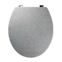 Cooke & Lewis Nosara Silver Glitter effect Standard close Toilet seat