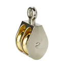 Diall Nickel & zinc-plated Grey & yellow Double wheel Pulley, (Dia)36mm