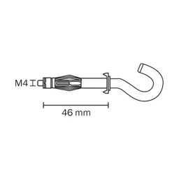 Diall Steel L-hook Hollow wall anchor M4 (L)46mm, Pack of 4