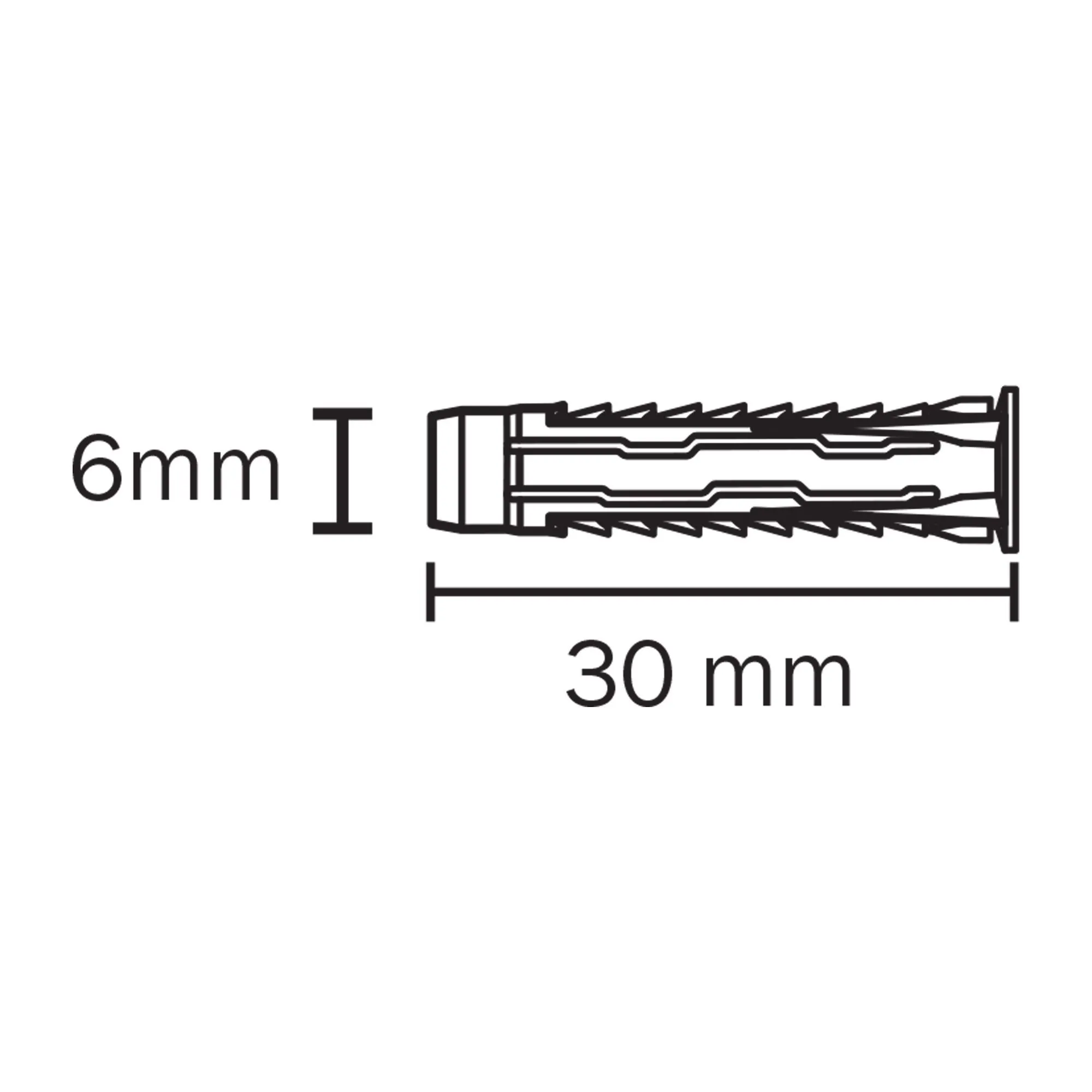 Diall Universal Nylon Wall plug (L)30mm (Dia)6mm, Pack of 200