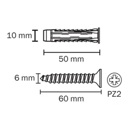 Diall Universal Nylon & steel Wall plug (L)50mm (Dia)10mm, Pack of 5
