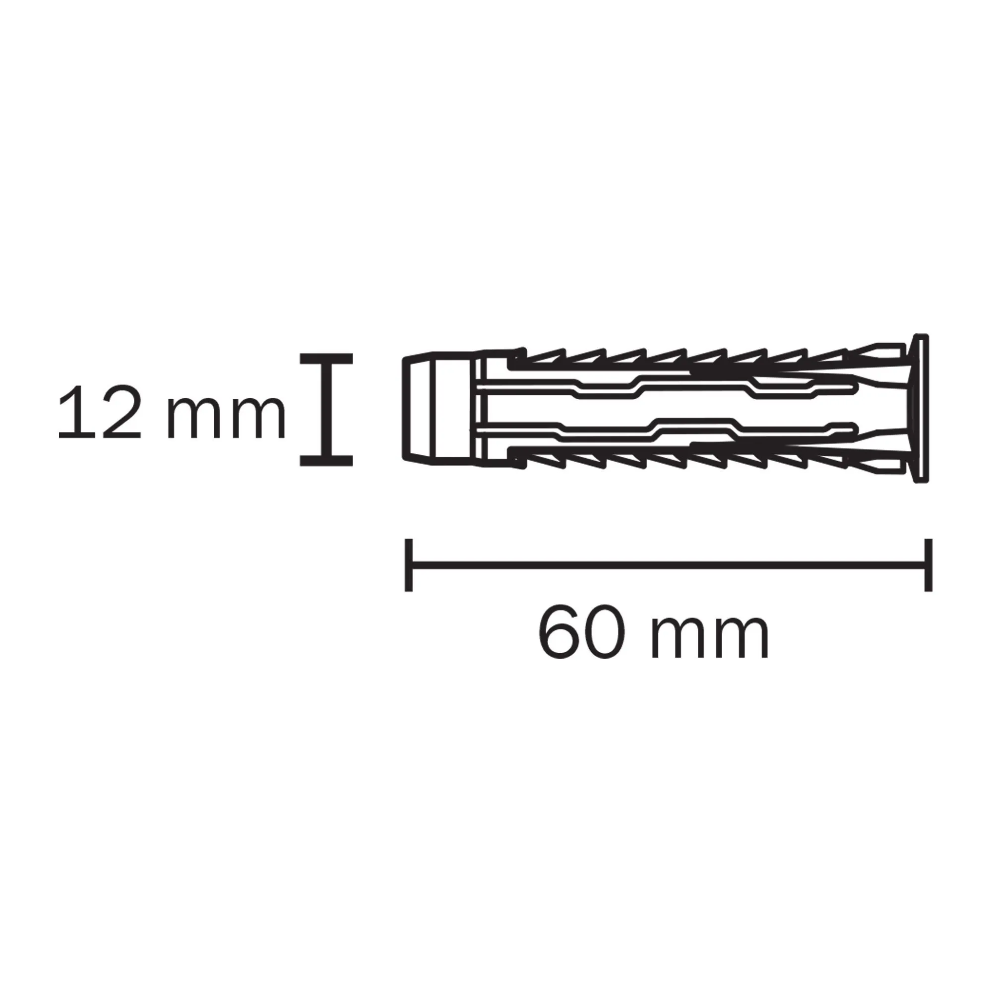 Diall Universal Nylon Wall plug (L)60mm (Dia)12mm, Pack of 4