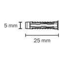 Diall Universal Nylon Wall plug (L)25mm (Dia)5mm, Pack of 50