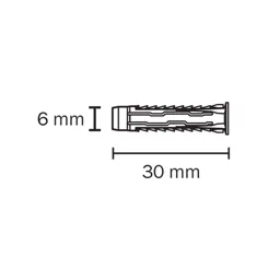 Diall Universal Nylon Wall plug (L)30mm (Dia)6mm, Pack of 50