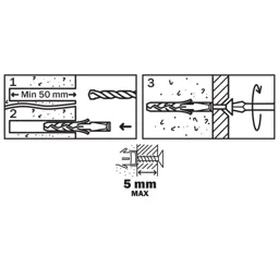 Diall Nylon Wall plug (L)40mm (Dia)8mm, Pack of 50