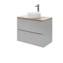 GoodHome Imandra Gloss Grey Wall-mounted Vanity & basin Vanity & basin cabinet (W)800mm (H)600mm