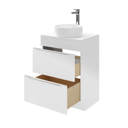 GoodHome Imandra Gloss White Freestanding Vanity & basin Cabinet (W)600mm (H)820mm