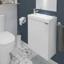 GoodHome Imandra Gloss White Wall-mounted Cloakroom Basin Cabinet (W)436mm (H)550mm